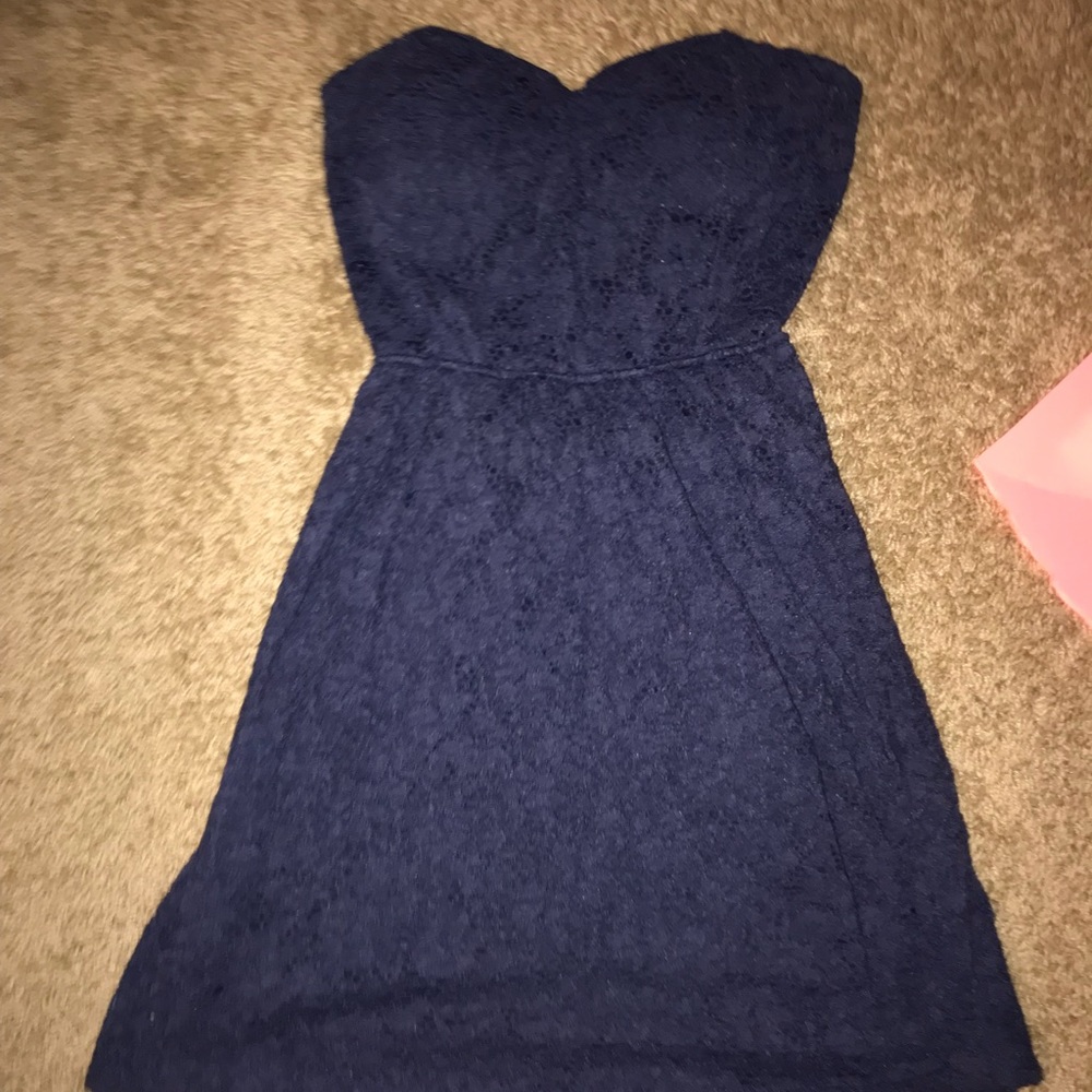 Strapless blue dress